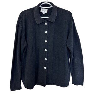 Stephanie Schuster Princess Knitwear Knit Cardigan Size M Black Lagenlook Vtg